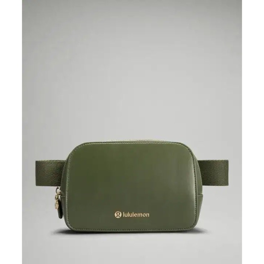 Lululemon Leather Everywhere Belt Bag Army Green Gold Hardware 1L Waist Pack